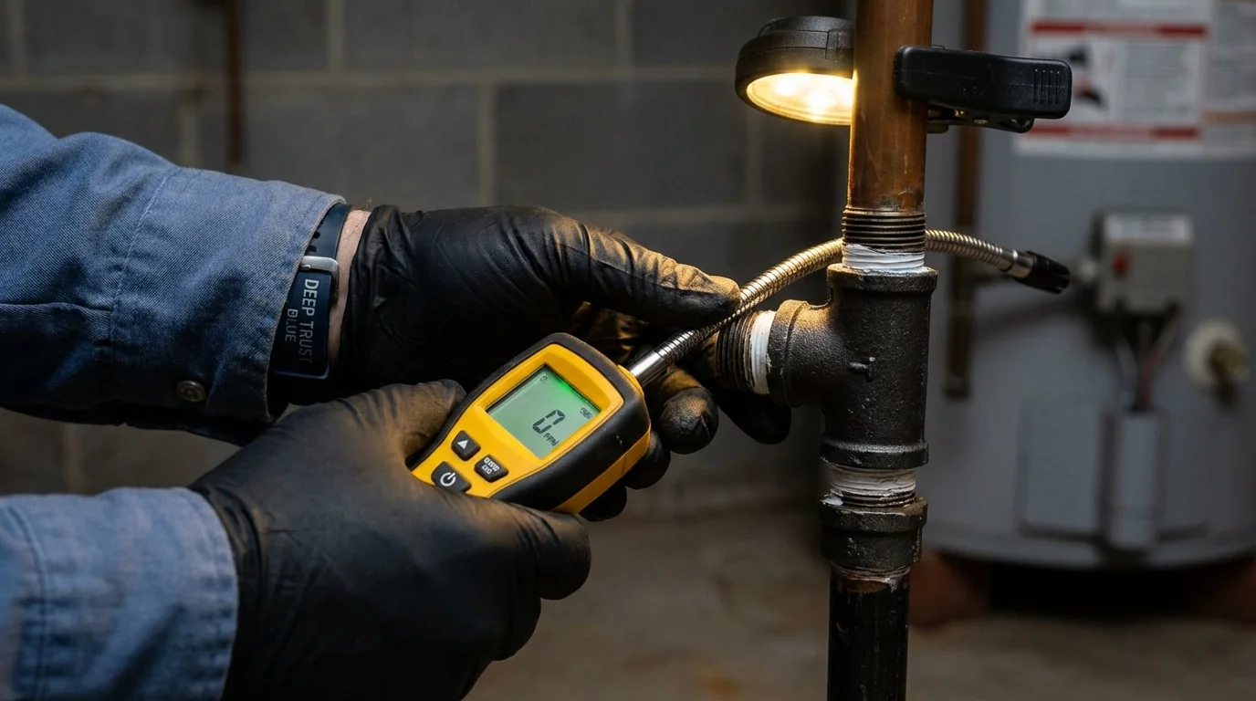 Gas leak detection with electronic sniffer by Johns Plumbing LLC in Malverne