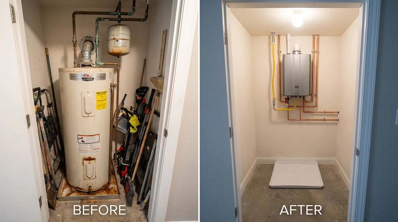 Tank water heater versus wall-mounted tankless unit comparison for Malverne, NY homeowners